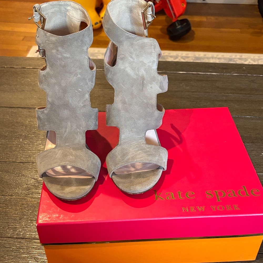 Kate Spade Taupe Suede Heeled Sandals